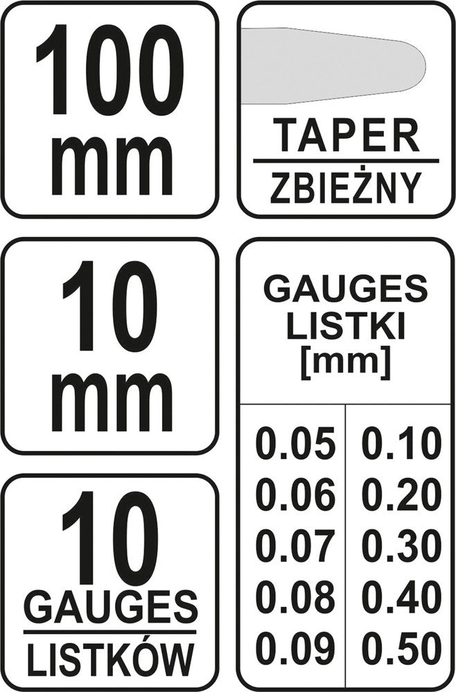 FEELER GAUGE, 100MM (YT-7222)