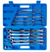 DOUBLE-SIDED RATCHET WRENCH SET | WITH ADAPTERS | LONG TYPE | 8-19 MM | 14 PCS. (SK5004)
