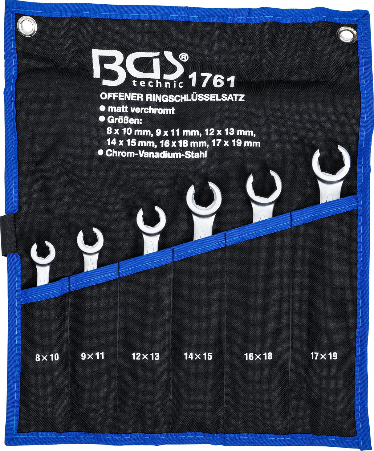 DOUBLE RING SPANNER SET, OPEN TYPE | 8 X 10 - 17 X 19 MM | 6 PCS. (1761)