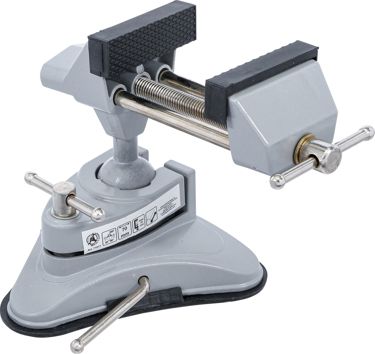 TABLE BENCH VICE | ROTATABLE | JAWS 70 MM | WITH VACUUM SUCTION BASE (71017)