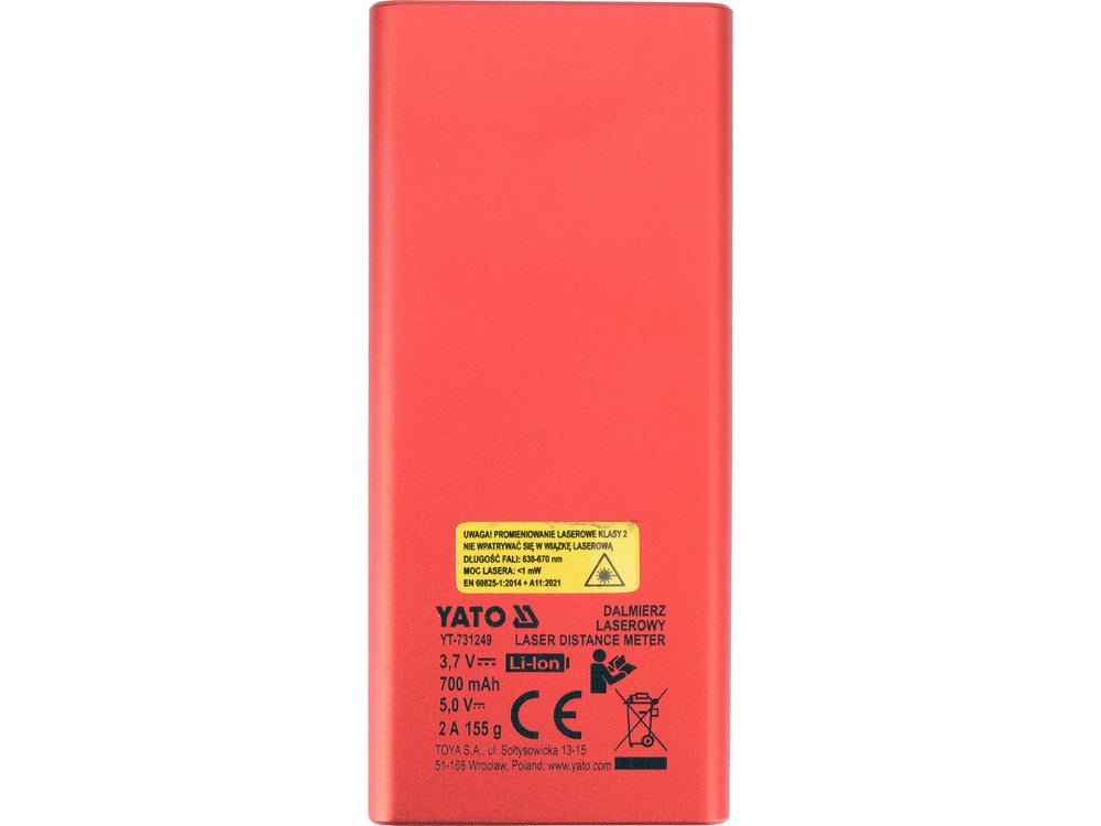 DUAL-SIDED LASER DISTANCE METER | 0.05–120 M | COLOR TFT DISPLAY | USB-C (YT-731249)