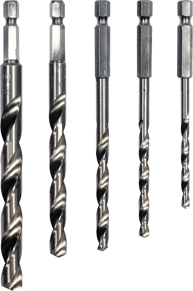 METAL DRILLS 5PCS 4-10MM HSS HEX 1/4" (21650)