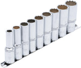 SOCKET SET, 12-POINT, DEEP | 12.5 MM (1/2") DRIVE | 10 - 24 MM | 9 PCS. (5253)