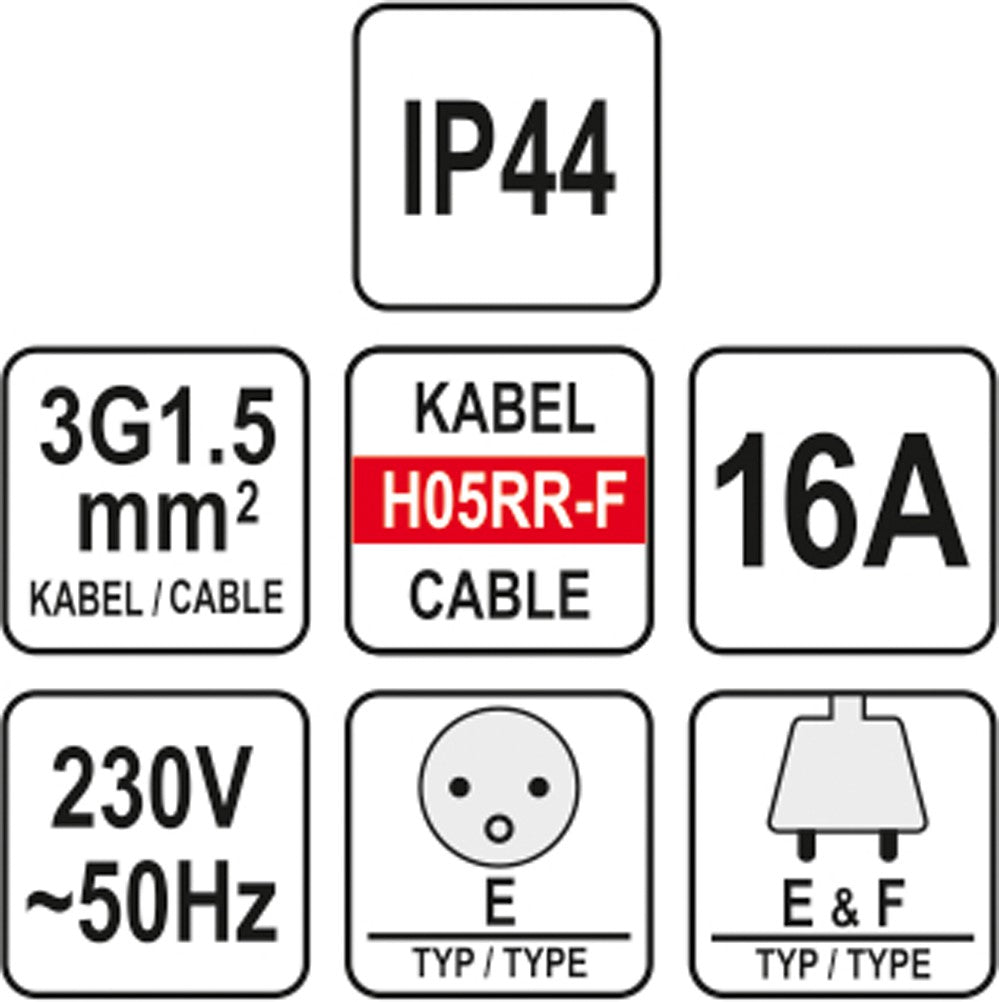 RUBBER EXTENSION CABLE IP44, 3X1.5MM2 40M (YT-81024)