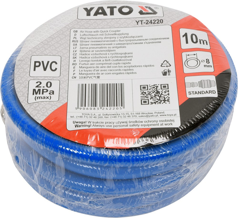 AIR HOSE PVC W. COUPLING 8MM X 10M (YT-24220)