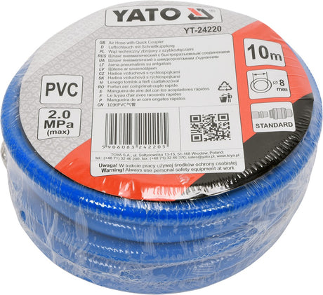 AIR HOSE PVC W. COUPLING 8MM X 10M (YT-24220)