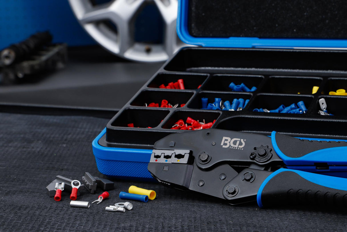 CRIMPING PLIERS SET | WITH 2 PAIRS OF JAWS | WITH CABLE LUG ASSORTMENT | 1000 PCS. (1411)