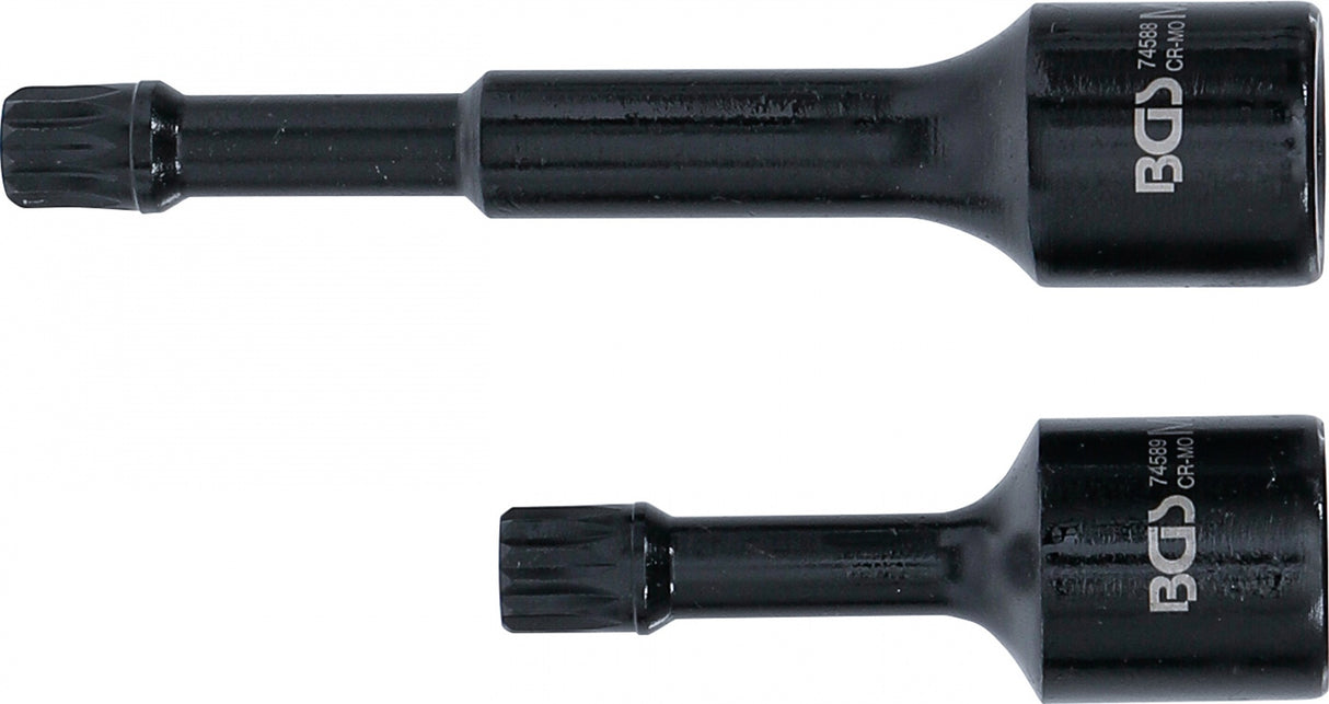SPECIAL IMPACT BIT SOCKET SET | 12.5 MM (1/2") DRIVE | SPLINE (FOR XZN) M12 | FOR VAG | 2 PCS. (74590)