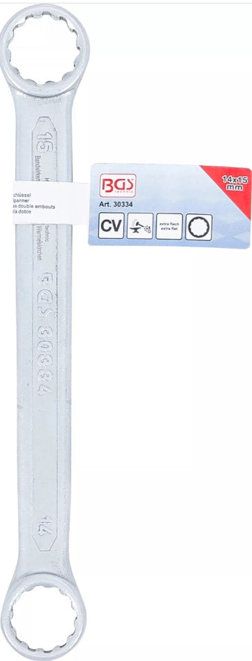 DOUBLE RING SPANNER | EXTRA FLAT | 14 X 15 MM (30334)