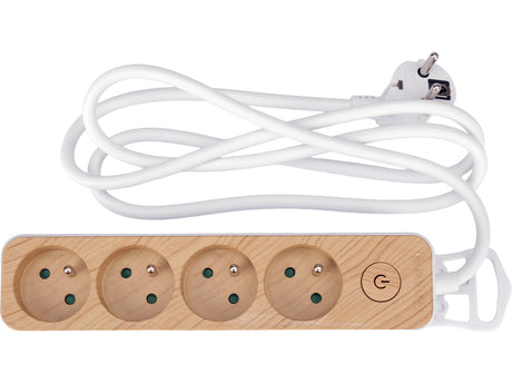 POWER CORD/EXTENSION CORD WITH GROUND (WOOD IMITATION) | 4 SOCKETS | 1.0 MM2 | 1.4 M (72341)