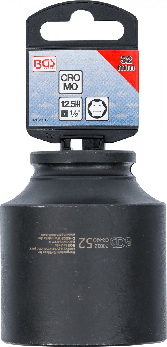 IMPACT SOCKET, HEXAGON | 12.5 MM (1/2") DRIVE | 52 MM (70012)