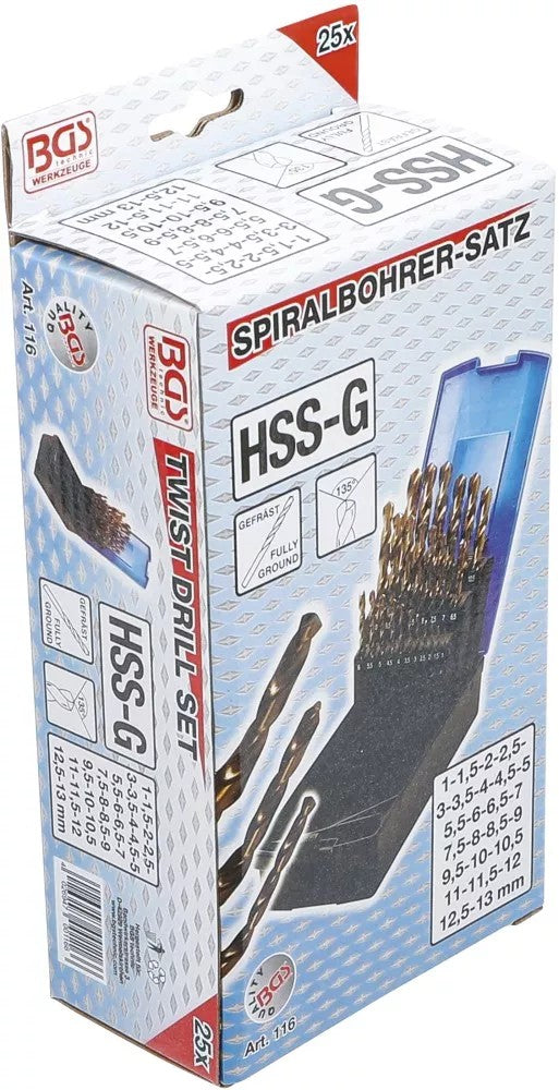 TWIST DRILL SET | HSS-G M35 COBALT STEEL | 1 - 13 MM | 25 PCS. (116)