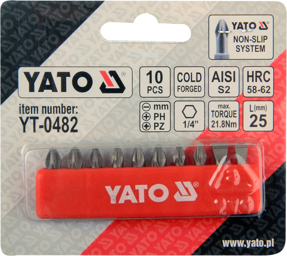 SCREWDRIVER BIT SET 25MM 10PCS (YT-0482)
