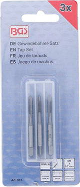 TAP SET | STARTER, PLUG, BOTTOMING TAP | HSS-G | M4 X 0.7 | 3 PCS. (931)