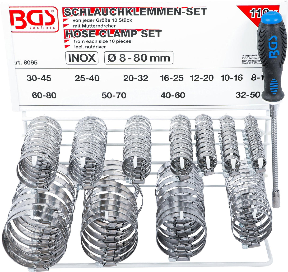 HOSE CLAMP SET | STAINLESS | ON DISPLAY BOARD | 111 PCS. (8095)