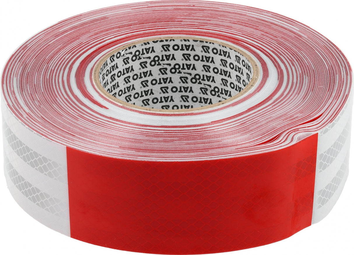 REFLECTIVE RED/WHITE ANTI-SLIP PVC TAPE FOR STAIRS AND WALKWAYS | 49 MM X 45.7 M (YT-72513)