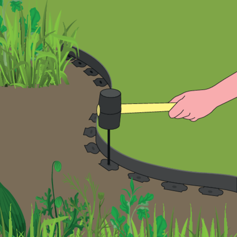 FLEXIBLE LAWN EDGE 40MM 10M W/FIXING PEG (88710)