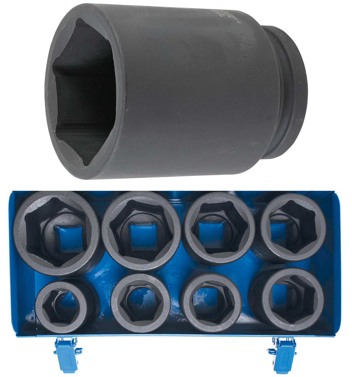IMPACT SOCKET SET, HEXAGON, DEEP | 25 MM (1") DRIVE | 27 - 50 MM | 8 PCS. (5500)