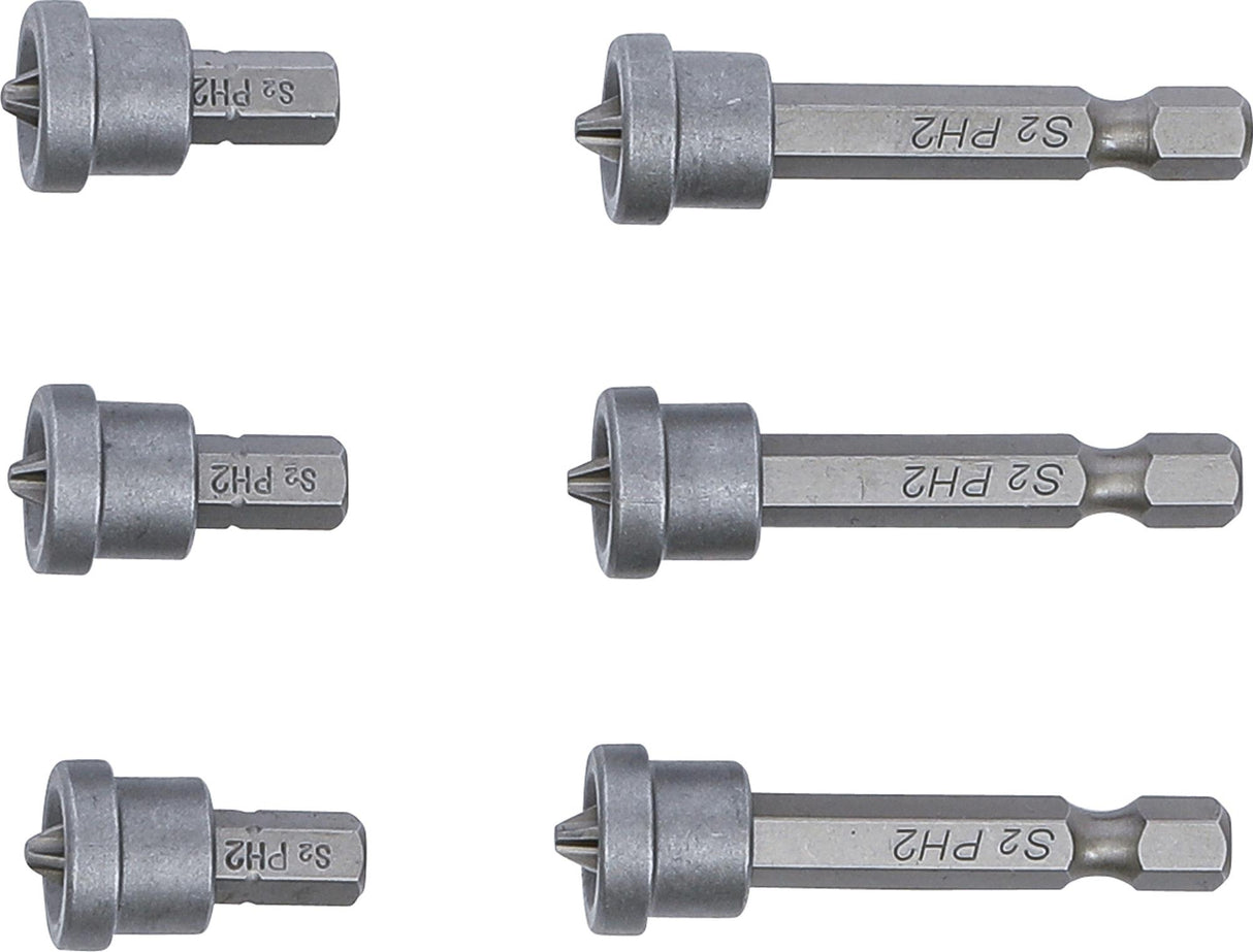 BIT SET WITH DEPTH STOP | FOR PLASTERBOARD | 6.3 MM (1/4") DRIVE | CROSS SLOT PH 2 | 6 PCS. (50406)