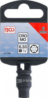 IMPACT SOCKET, HEXAGON | 6.3 MM (1/4") DRIVE | 6 MM (7286)