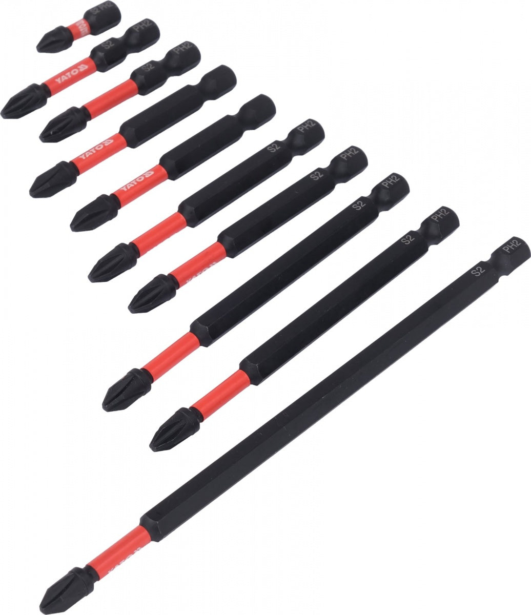 IMPACT BITS SET | 1/4" | PH2 | 10 PCS (YT-78073)