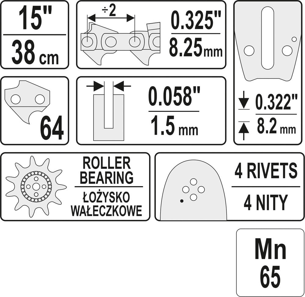 GUIDE BAR 15" 0,325U (YT-84934)