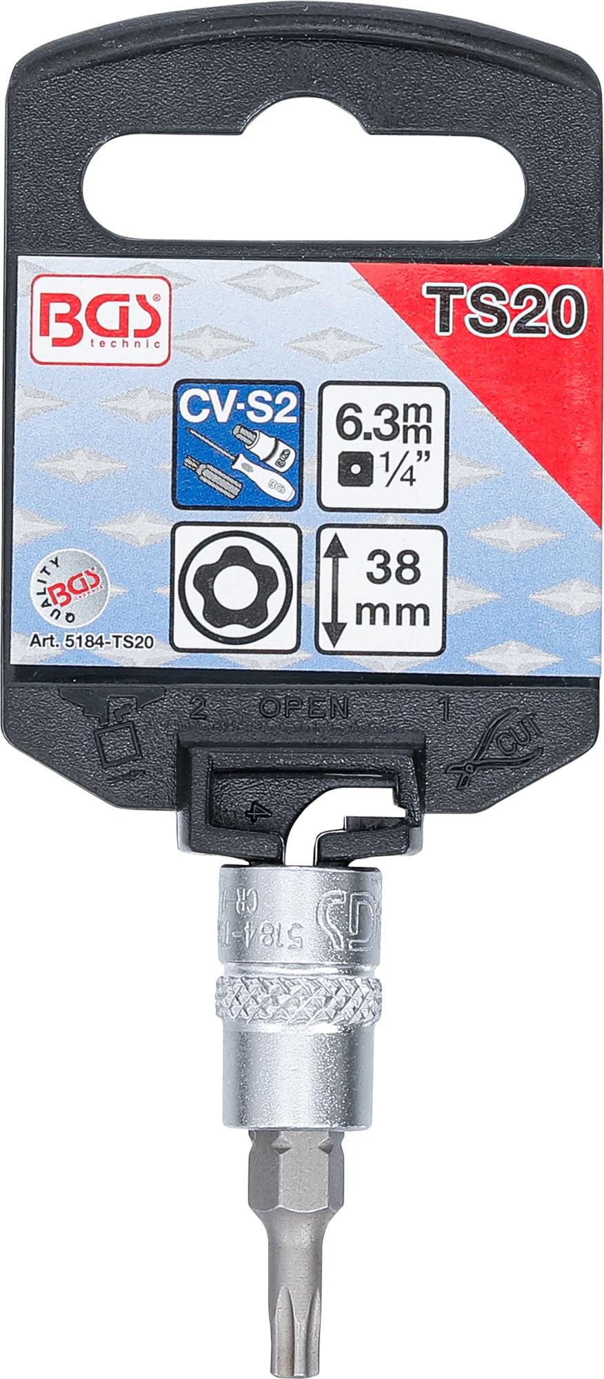 BIT SOCKET | 6.3 MM (1/4") DRIVE | T-STAR TAMPERPROOF (FOR TORX) TS20 (5184-TS20)