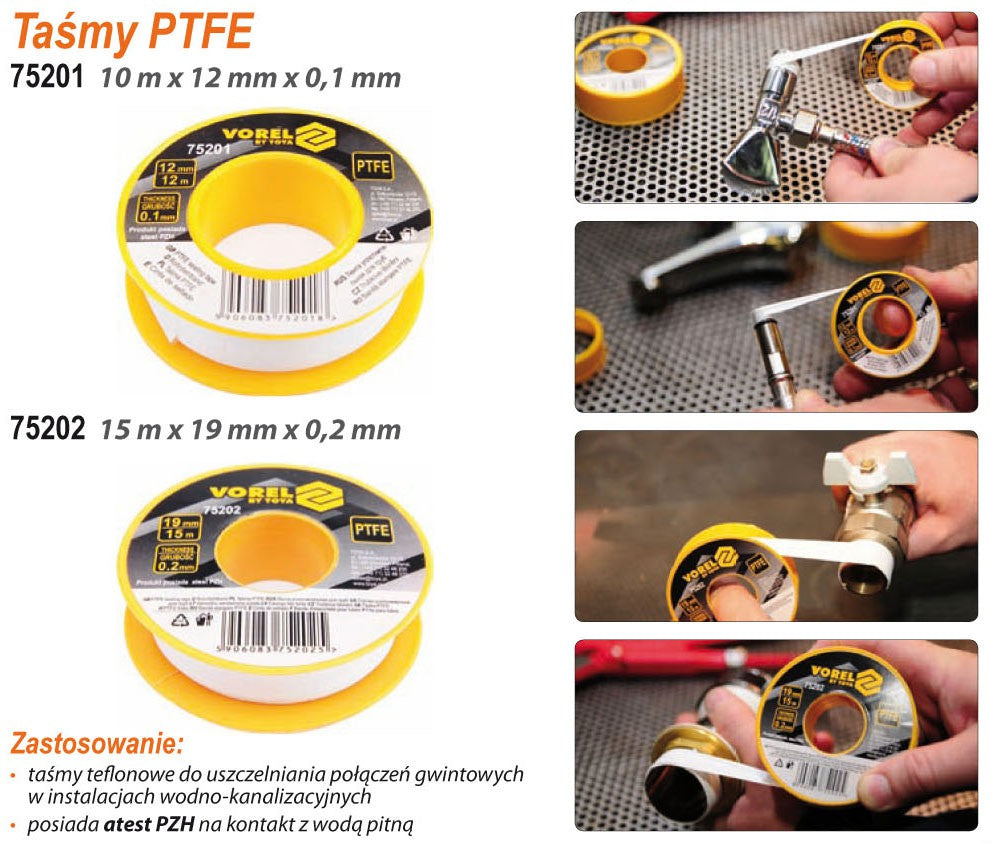 PTFE TAPE 12MX12MMX0.1MM (75201)