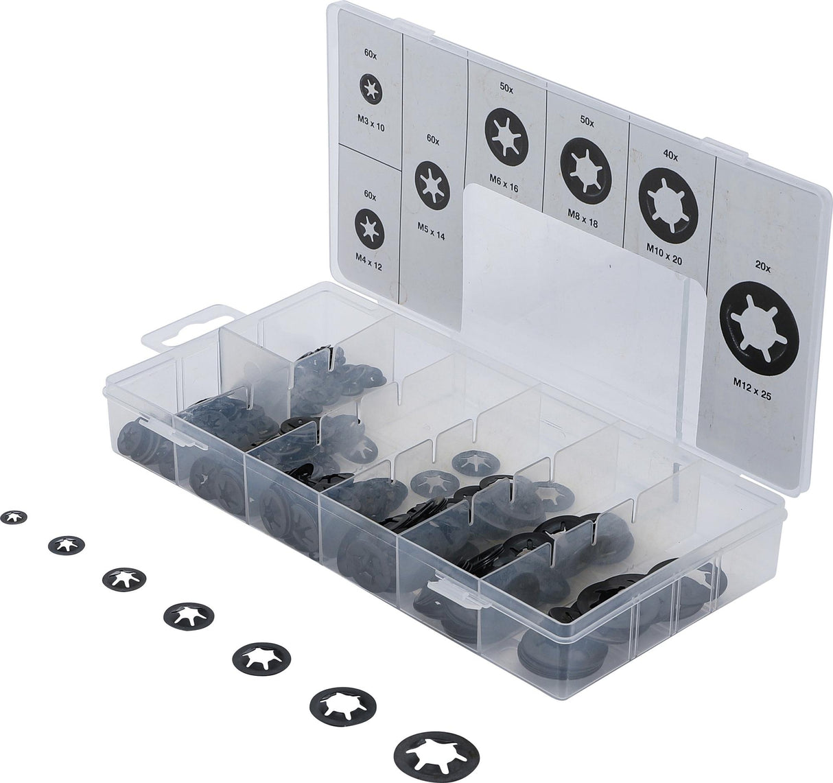CLAMPING WASHER / LOCKING WASHER ASSORTMENT | M3 - M12 | 340 PCS. (74414)