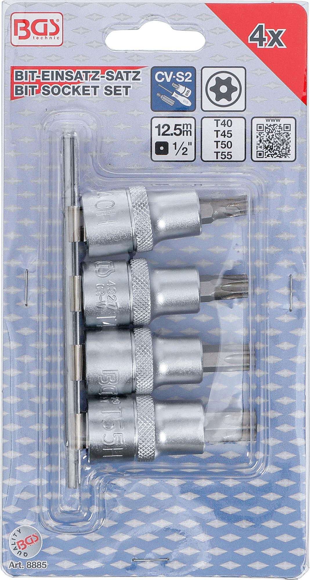 BIT SOCKET SET | 12.5 MM (1/2") DRIVE | T-STAR TAMPERPROOF (FOR TORX) T40 - T55 | 4 PCS. (8885)