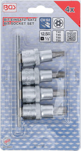 BIT SOCKET SET | 12.5 MM (1/2") DRIVE | T-STAR TAMPERPROOF (FOR TORX) T40 - T55 | 4 PCS. (8885)