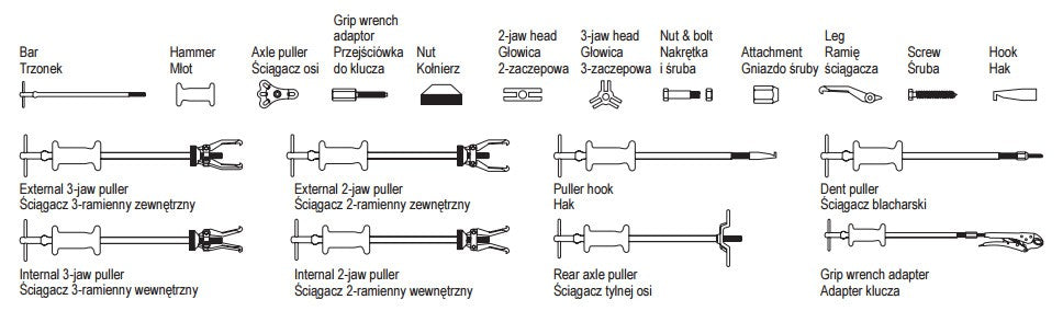 SLIDE HAMMER SET 16PCS (YT-25391)