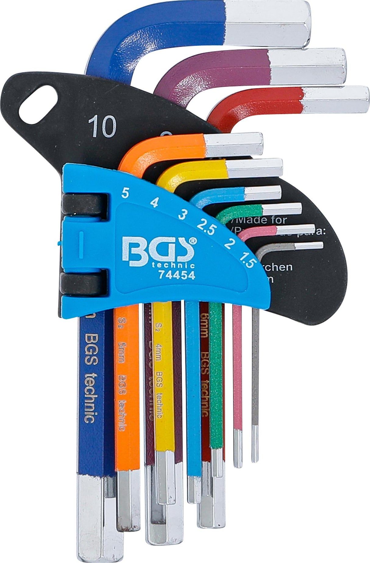 L-TYPE WRENCH SET | MULTICOLOUR | SHORT | INTERNAL HEXAGON 1.5 - 10 MM | 9 PCS. (74454B)