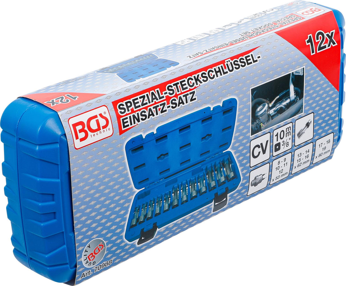 SPECIAL SOCKET SET, SLOTTED | 10 MM (3/8") DRIVE | 8 - 19 MM | 12 PCS. (70988)
