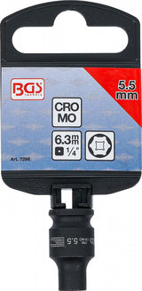 IMPACT SOCKET, HEXAGON | 6.3 MM (1/4") DRIVE | 5.5 MM (7296)