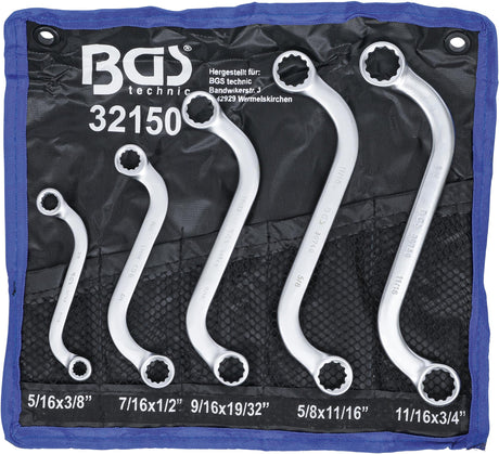 S-TYPE DOUBLE RING SPANNER SET | INCH SIZES | 3/8" - 3/4" | 5 PCS. (32150)