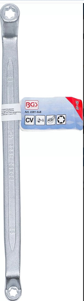 DOUBLE RING SPANNER WITH E-TYPE RING HEADS | OFFSET | E6 X E8 (2281-6X8)