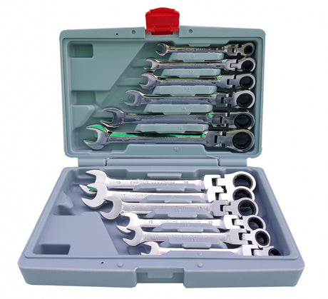RATCHET WRENCH SET | PLASTIC BOX / FLEX HEAD | 8-19 MM | 12 PCS. (SK5300)