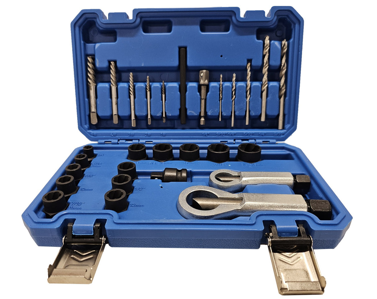 BOLT AND NUT EXTRACTOR SET WITH CUTTERS | CR-MO | 28 PCS. (BE28S)