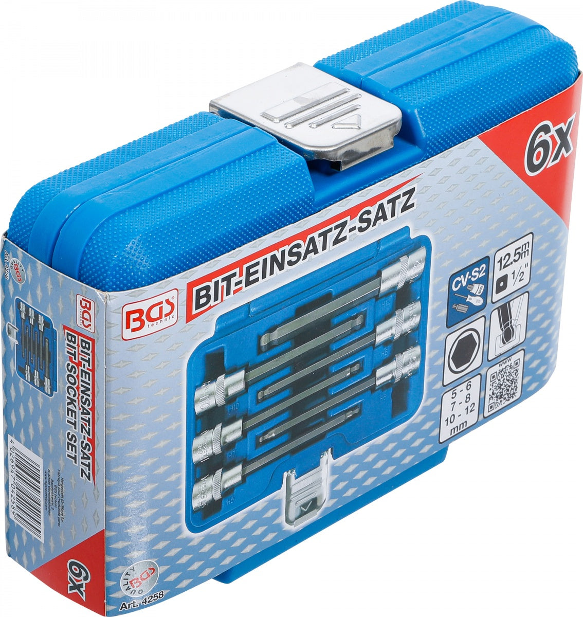 BIT SOCKET SET | 12.5 MM (1/2") DRIVE | INTERNAL HEXAGON WITH BALL HEAD 5 - 12 MM | 6 PCS. (4258)