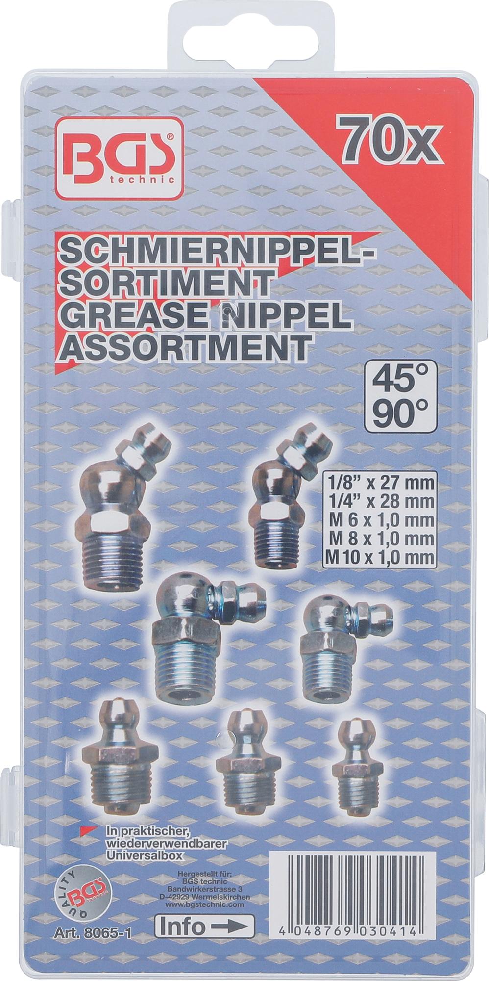 GREASE NIPPLE ASSORTMENT | METRIC / INCH SIZES | 70 PCS. (8065-1)