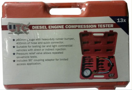 DIESEL COMPRESSION TESTER WITH ADAPTERS (VGR8008)