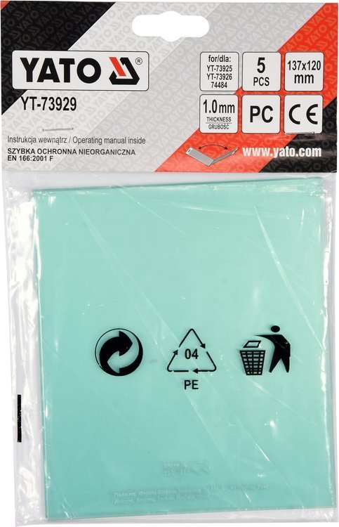 PROTECTIVE LENSES FOR MASKS / SHIELDS YT-73925 / YT-73926 / 74484 | 5 PCS. (YT-73929)