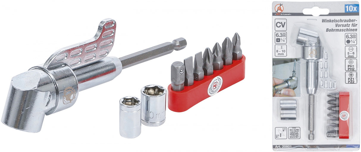 OFFSET SCREWDRIVER ATTACHMENT FOR DRILLS | 10 PCS. (20801)