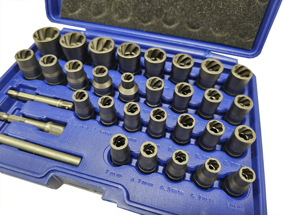 SPECIAL SOCKET SET / SCREW EXTRACTORS | 6.3 MM (1/4") / 10 MM (3/8") | 32 PCS. (SK201619)
