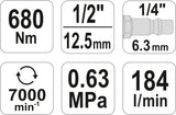 PNEUMATIC IMPACT WRENCH 1/2" 680NM (YT-09524)