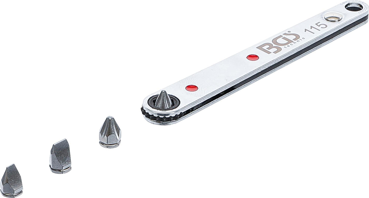 SPECIAL BIT RATCHET | EXTRA THIN | 6.3 MM (1/4") DRIVE | INCL. 4 SPECIAL BITS (115)