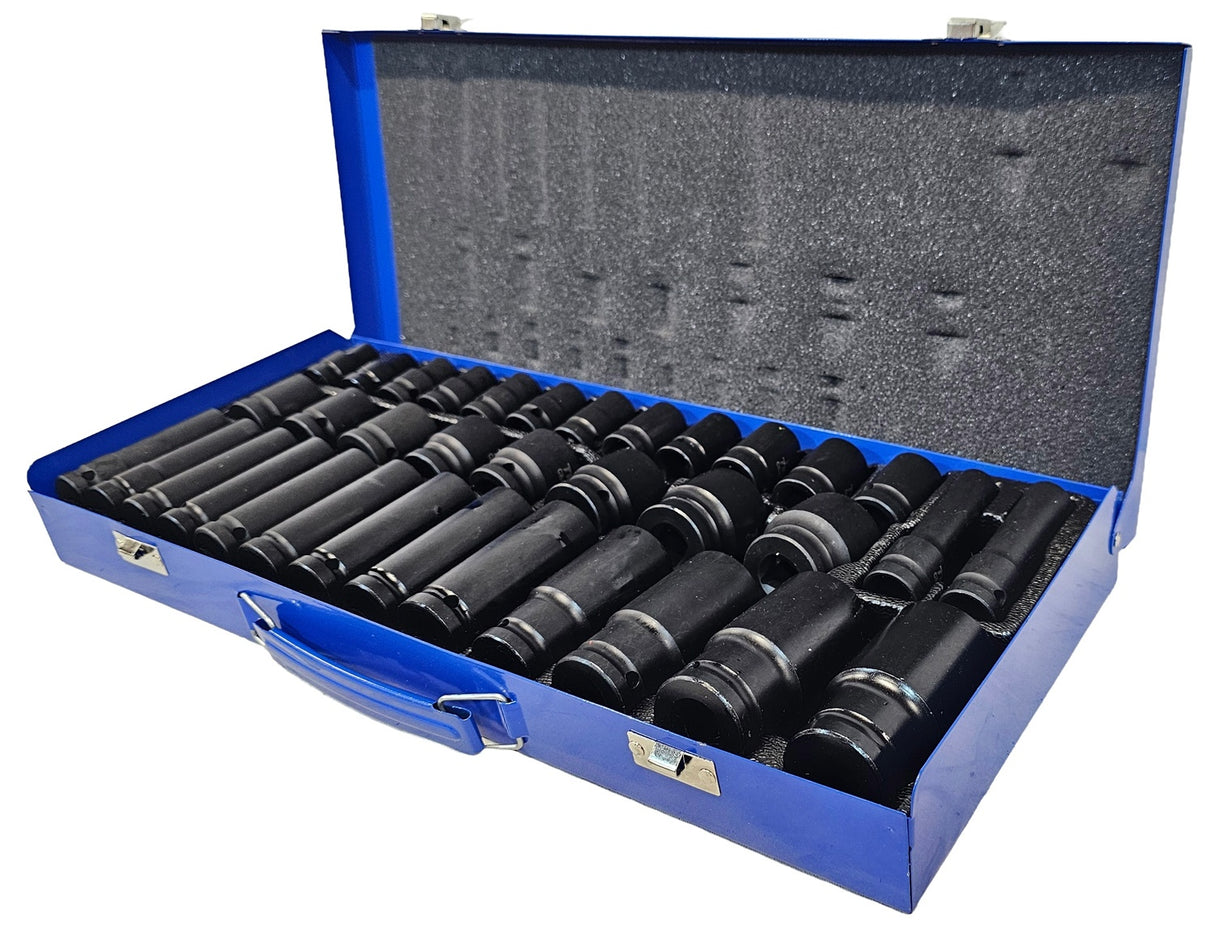 SET OF IMPACT SOCKETS LONG AND SHORT | CR-MO | 8 - 32 MM | 35 PCS. (SK12235M)