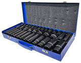 SET OF IMPACT SOCKETS LONG AND SHORT | CR-MO | 8 - 32 MM | 35 PCS. (SK12235M)