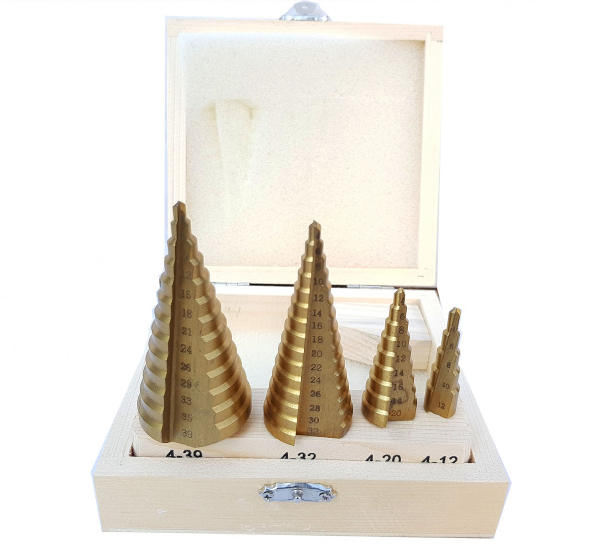 STEP DRILL BITS FOR HOLE ENLARGEMENT | 4-12, 4-20, 4-32, 4-39 MM | 4 PCS. (EB-4346)